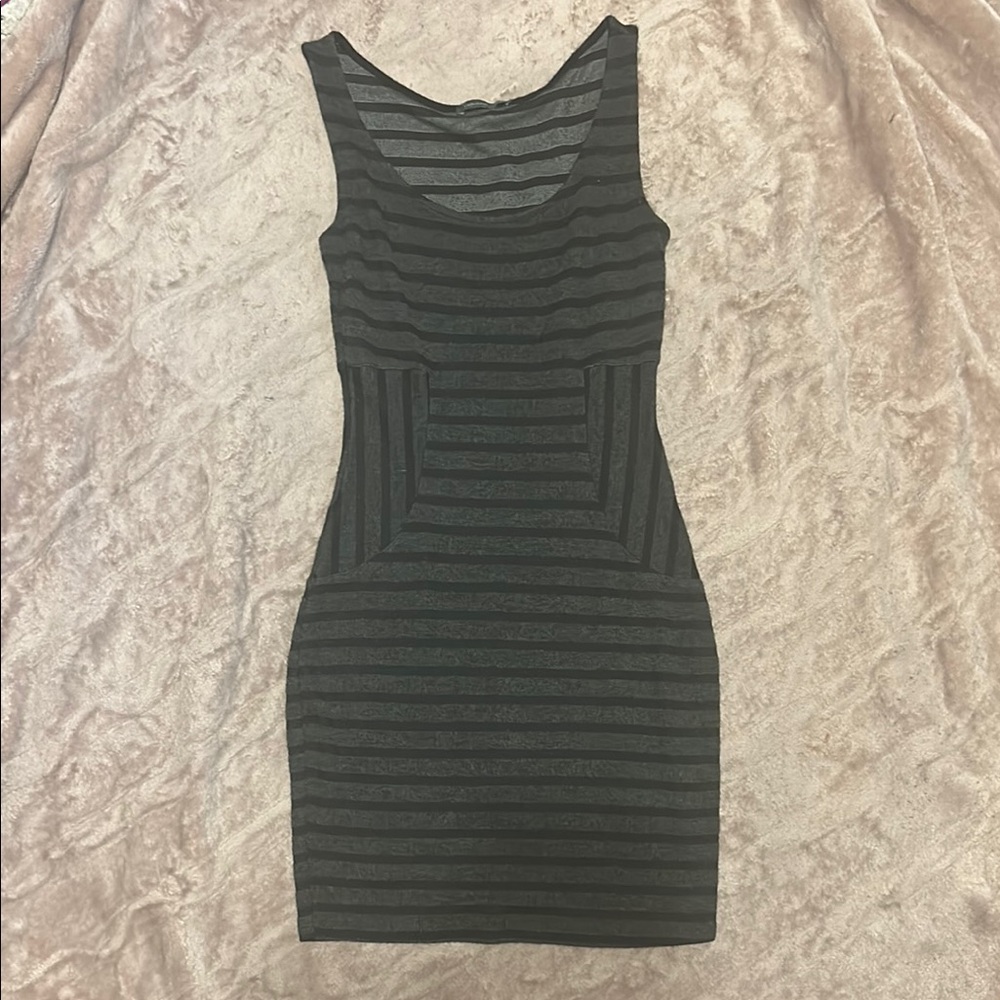 Elegant Black Striped Dress